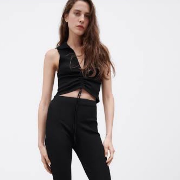 Zara Rib Polo with Gather Detail top - Picture 3 of 8